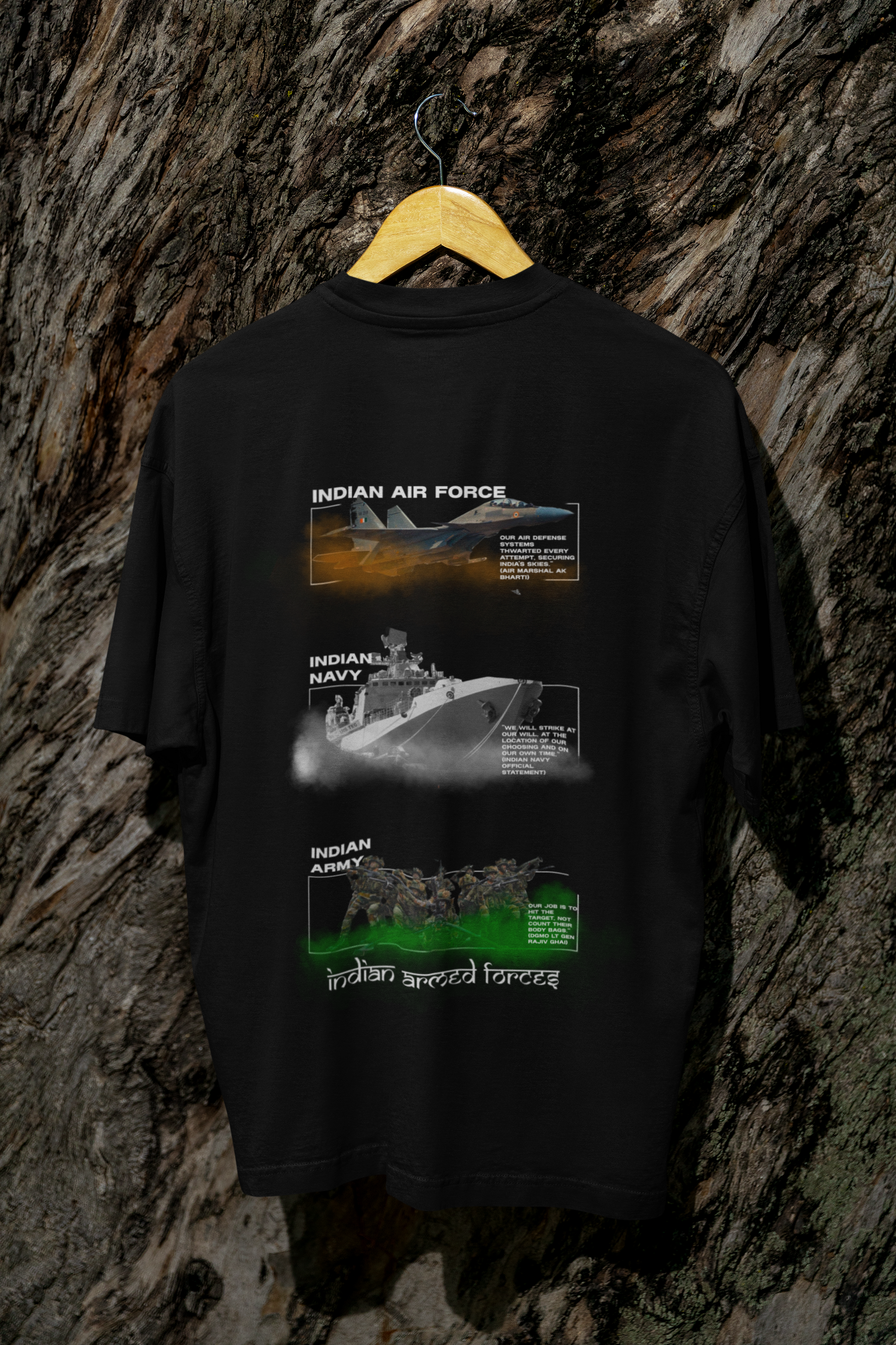 "Indian Armed Forces Tribute" Oversized T-Shirt – Air, Navy, Army Edition
