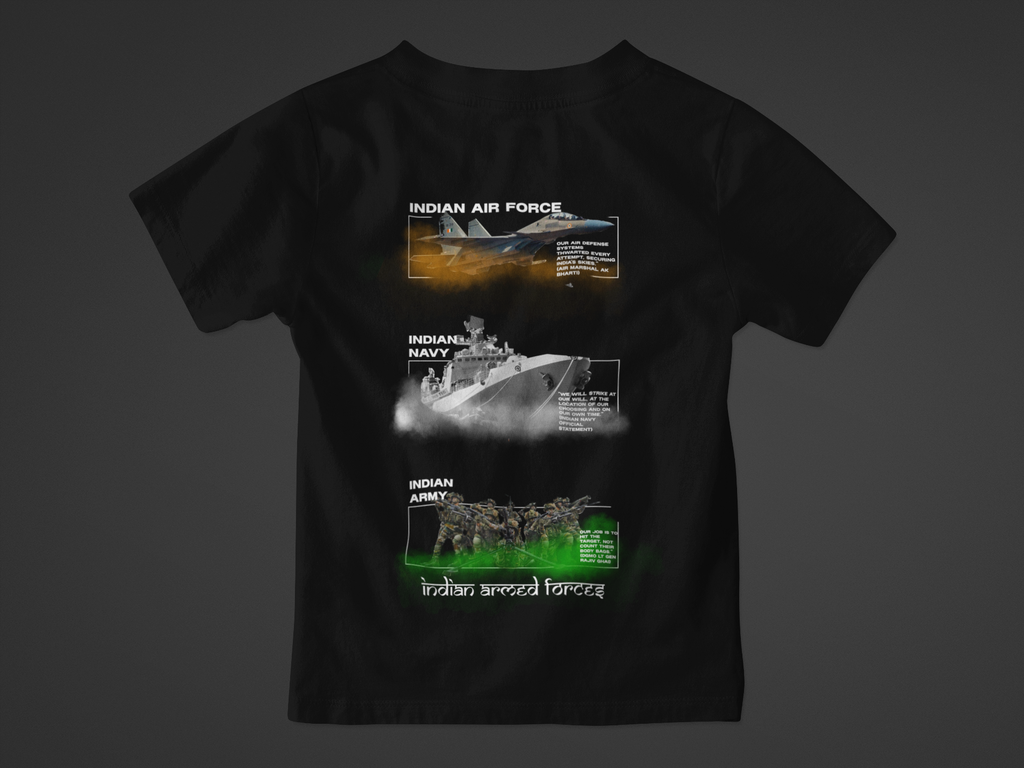 "Indian Armed Forces Tribute" Oversized T-Shirt – Air, Navy, Army Edition